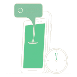 A phone answering on its own, the reply already out of the screen, beside a clock barely past zero.