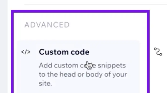 Wix settings screen